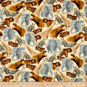 Out of Africa Safari Animals Packed Cream.Priced per 25cm.