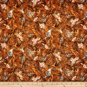Out of Africa Mixed Animal Skins Burnt Orange.Priced per 25cm.