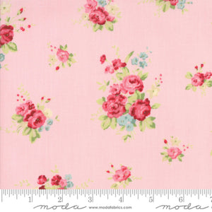 Floral Rose fabric on a pink background