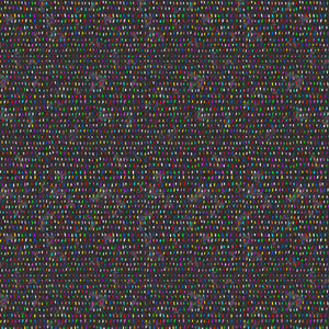 A close-up view of a piece of fabric with a black background featuring a multicolor confetti seeds pattern.