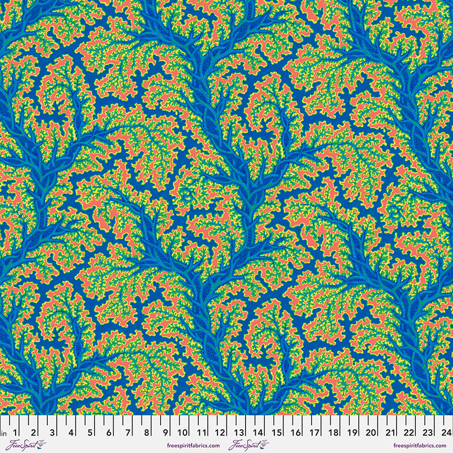 TREASURE ISLAND by Philip Jacobs (SNOW LEOPARD)- Sea Coral BLUE PWSL112.Priced per 25cm