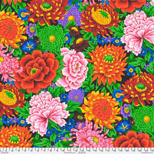 TEMPLE GARDEN  by Philip Jacobs Peony and Chrysanthemum - PWSL119.MULTI.Priced per 25cm