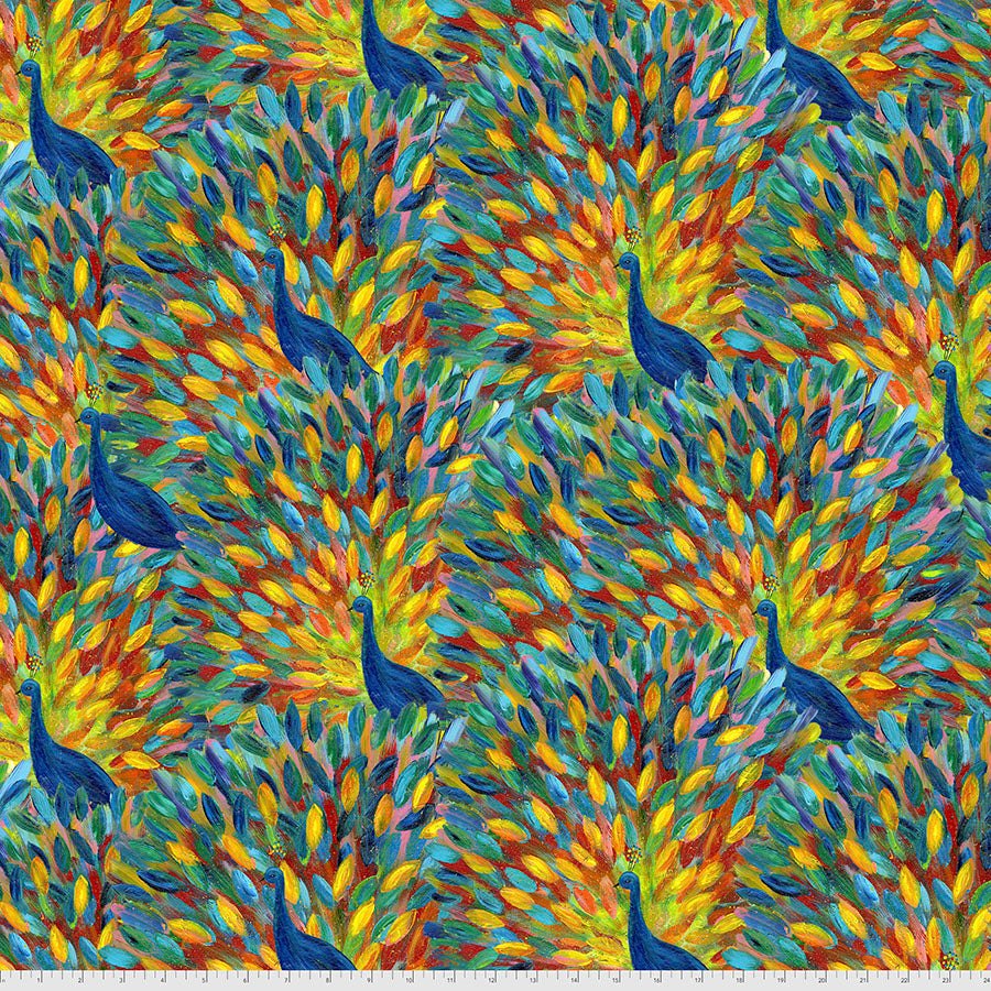 PIZZAZZ by Sue Penn PWSP023 Peacock Party MULTI.Priced per 25cm