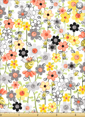 Sweet Bees Mini Floral & Bees by SusyBee SB20363-100.Priced per 25cm