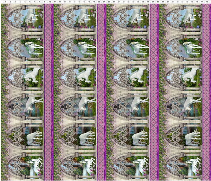 Unicorns by Jason Yenter 3UN 1, UNICORN BORDER Multicolour.Priced per 25Cm
