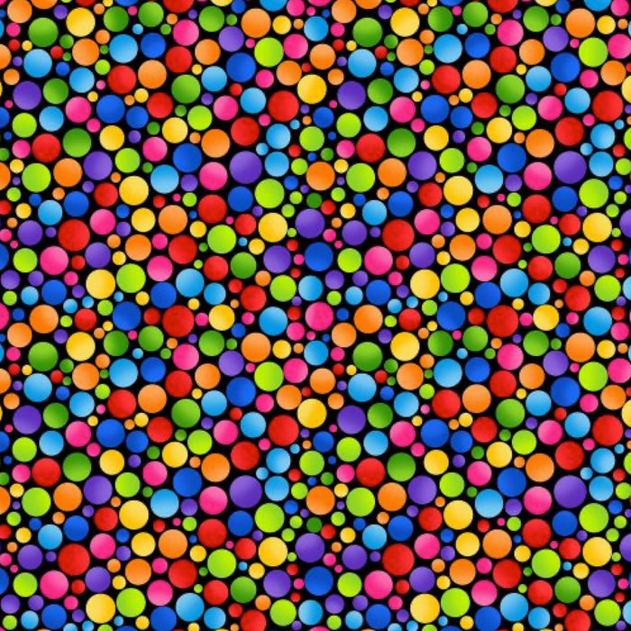 Northcott Color Play 24911 99 Black/Multi Large & Small Dot.Priced per 25cm.
