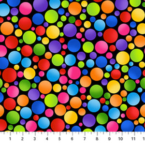 Northcott Color Play 24911 99 Black/Multi Large & Small Dot.Priced per 25cm.
