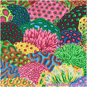 TREASURE ISLAND by Philip Jacobs (SNOW LEOPARD)- Coral Reef MULTI PWSL108.Priced per 25cm