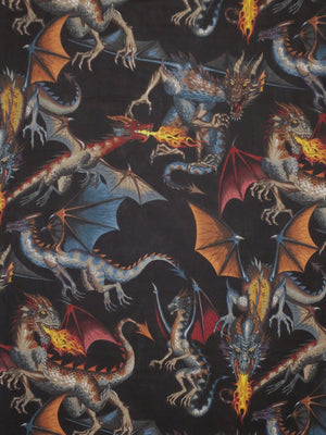 Alexander Henry - Tale of Dragons - 7392A Black.Priced per 25cm