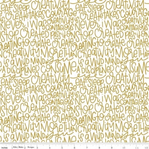 Sparkle Cotton SC475-GOLD Text METALLIC.Priced per 25cm.